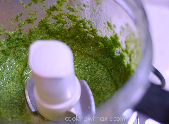Oil blended with the basil mixture until smooth.