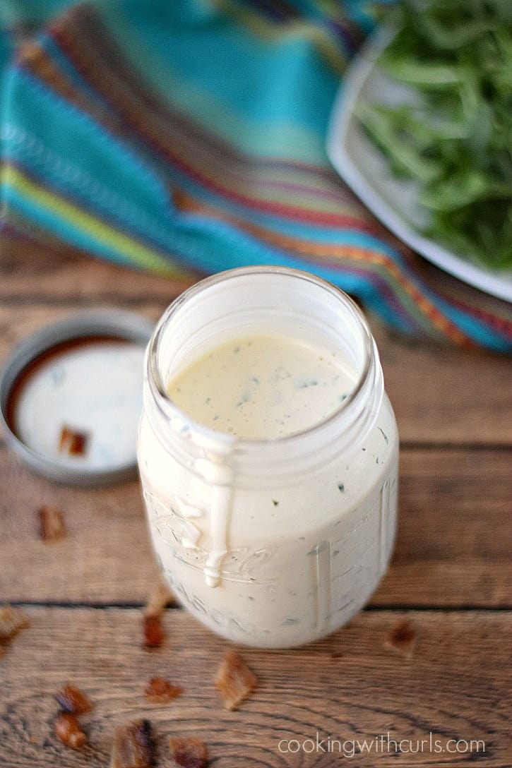 You can't go wrong with this Bacon Ranch Dressing. It's the perfect topping for any salad, or chicken tenders! cookingwithcurls.