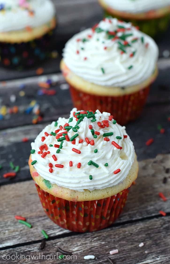 Homemade Funfetti Cupcakes for the Holidays cookingwithcurls.com