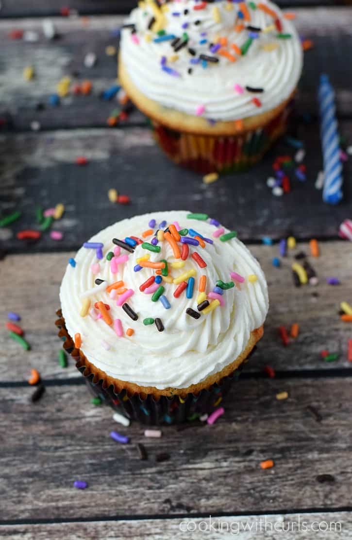 Homemade Funfetti Cupcakes with Perfect Buttercream | cookingwithcurls.com