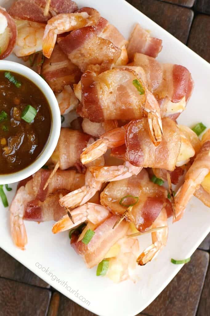 Teriyaki Bacon Wrapped Shrimp - Cooking with Curls