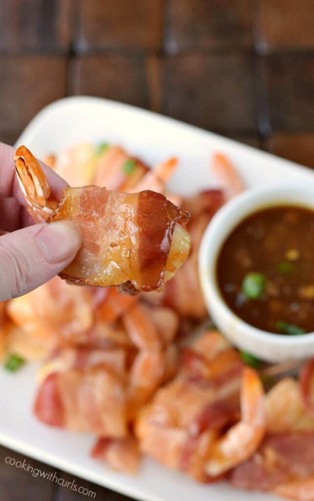 Teriyaki Bacon Wrapped Shrimp - Cooking with Curls