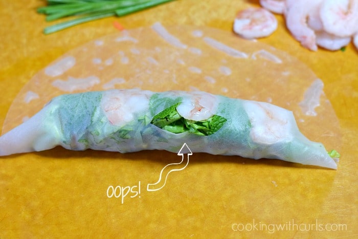 Wrapper rolled over the ingredients.
