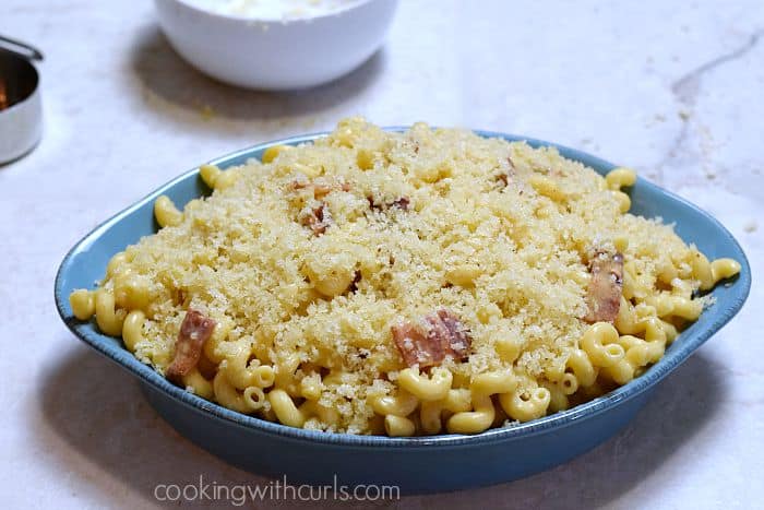 Chipotle Bacon Macaroni and Cheese bake cookingwithcurls.com