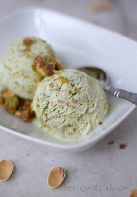 Pistachio Ice Cream with Pistachio Praline cookingwithcurls.com Cooking with Astrology #Leo