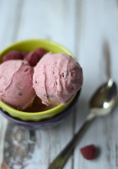 Raspberry Thyme Ice Cream cookingwithcurls.com Cooking with Astrology #Gemini #vegan #dairyfree