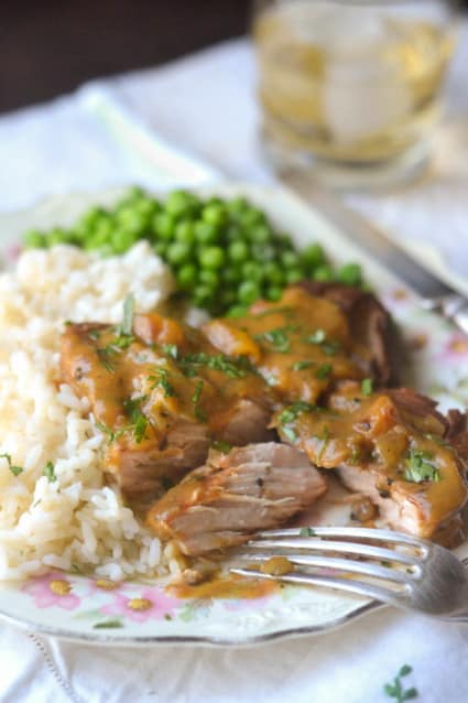 Peach Barbecue Smother Pork Chops