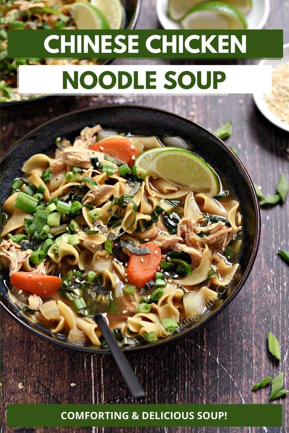 Chinese Chicken Noodle Soup Cooking with Curls