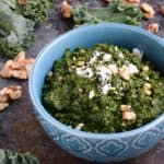 Kale Pesto with toasted walnuts and balsamic vinegar makes the perfect sauce for pasta, sandwiches, and pizza | cookingwithcurls.com