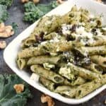 Kale Pesto Mac and Cheese is a healthy meal that is sure to be a hit with the entire family! cookingwithcurls.com