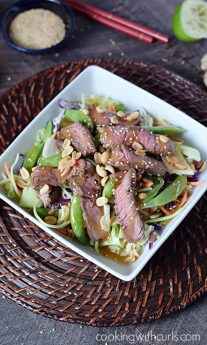 This Superfood Ginger Beef Bok Choy Salad is packed with nutrition and bursting with flavors from the Far East! cookingwithcurls.com