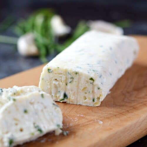 Roasted Garlic Goat Cheese and Chives Compound Butter - Cooking with Curls