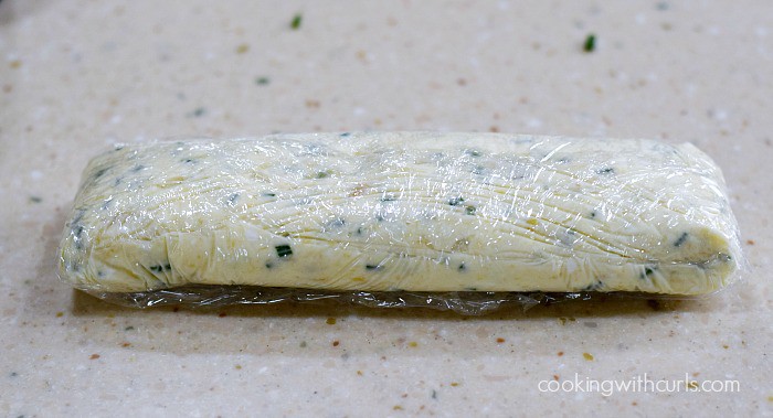 Roasted Garlic, Goat Cheese, and Chives Compound Butter wrap cookingwithcurls.com