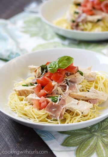 Chicken with Basil Cream on Angel Hair Pasta - Cooking with Curls