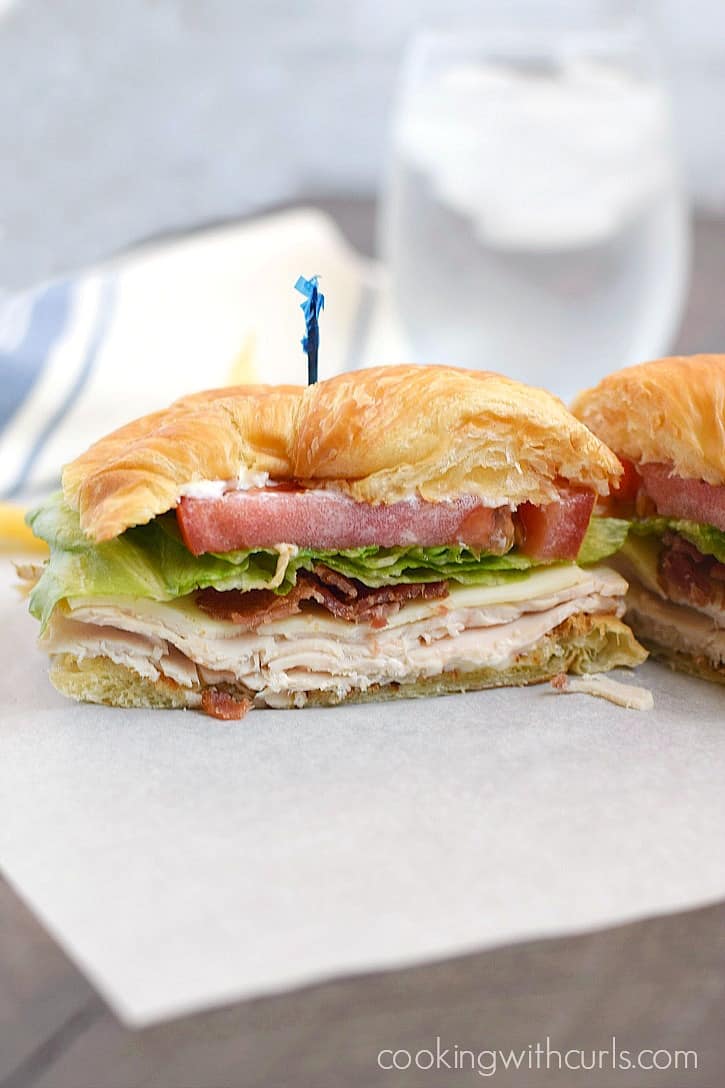 A Turkey Croissant Sandwich is the perfect light summer meal, and and even better way to use up leftover turkey!! cookingwithcurls.com