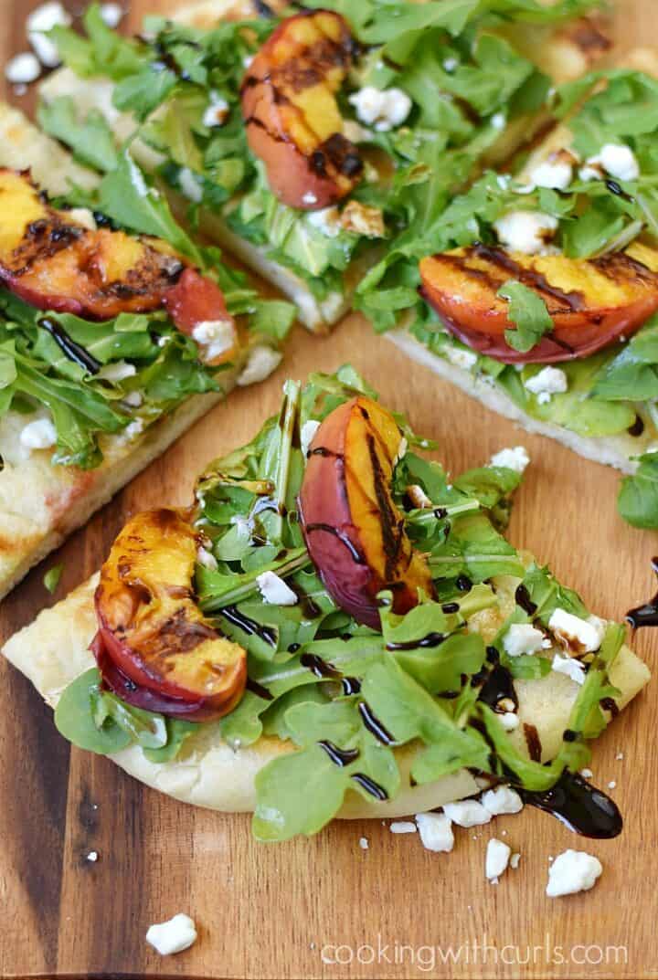 Grilled Peach and Arugula Pizza - Cooking with Curls