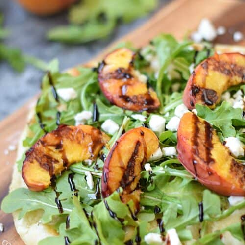 Grilled Peach and Arugula Pizza - Cooking with Curls