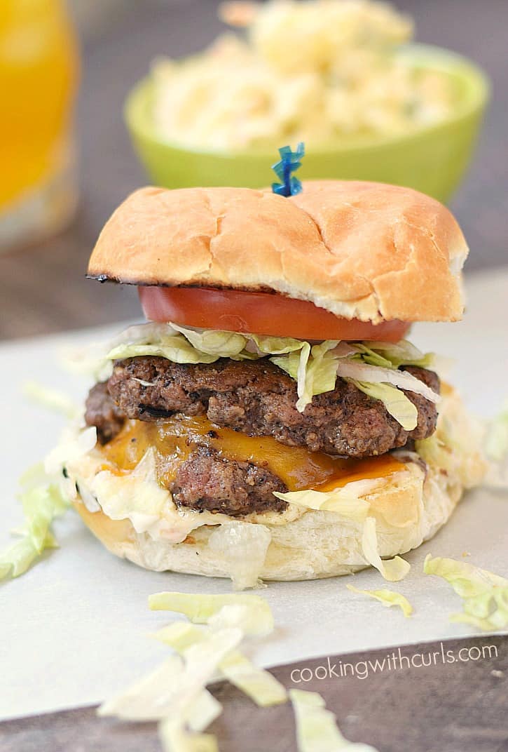 Smashed Burgers with cheese and all the fixings! cookingwithcurls.com