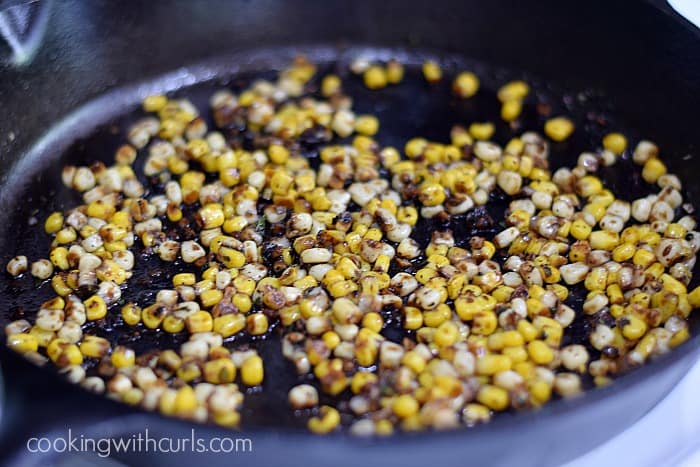 Corn kernels stirred into the glaze mixture.