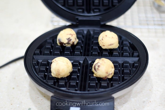 Chocolate Chip Waffled Cookies iron cookingwithcurls.com