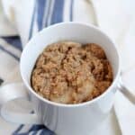 Coffee Cake in a Mug topped with streusel topping and ready in minutes | cookingwithcurls.com