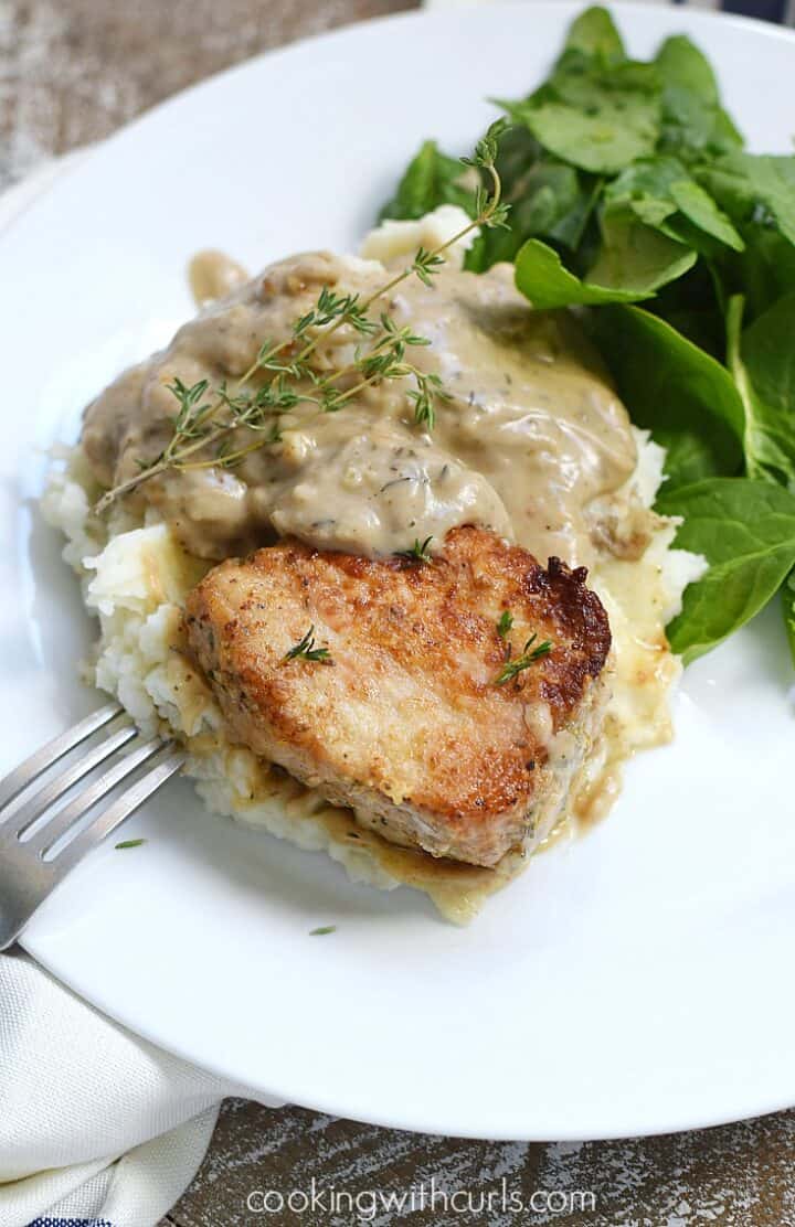 Skillet Pork Chops with Herb Gravy - Cooking with Curls