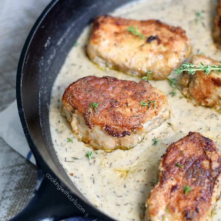 Skillet Pork Chops with Herb Gravy Cooking with Curls