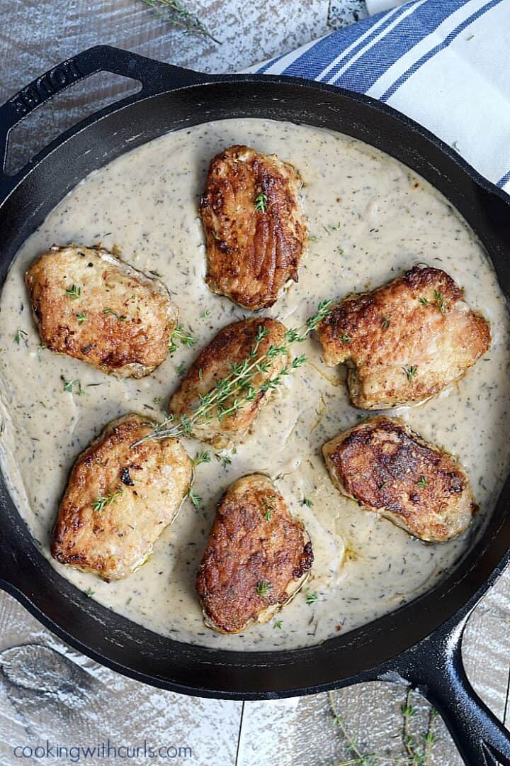 Skillet Pork Chops with Herb Gravy Cooking with Curls