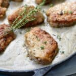 Skillet Pork Chops with Herb Gravy ready in 30 minutes for those crazy busy nights | cookingwithcurls.com #sponsored #ad #RealFoodRealFast
