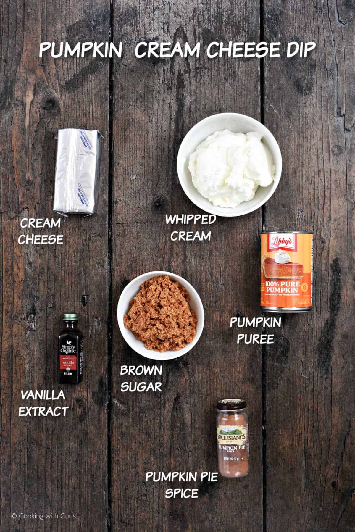Ingredients to make pumpkin cream cheese dip.