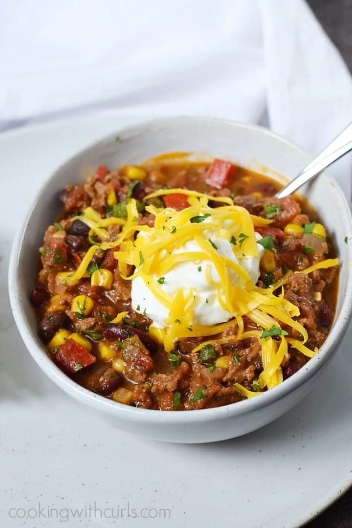 Southwest Chili with Black Beans and Corn Cooking with Curls