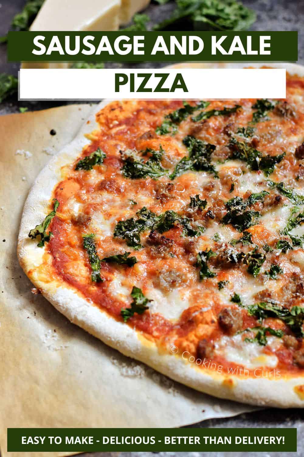 Sausage and Kale Pizza Cooking with Curls