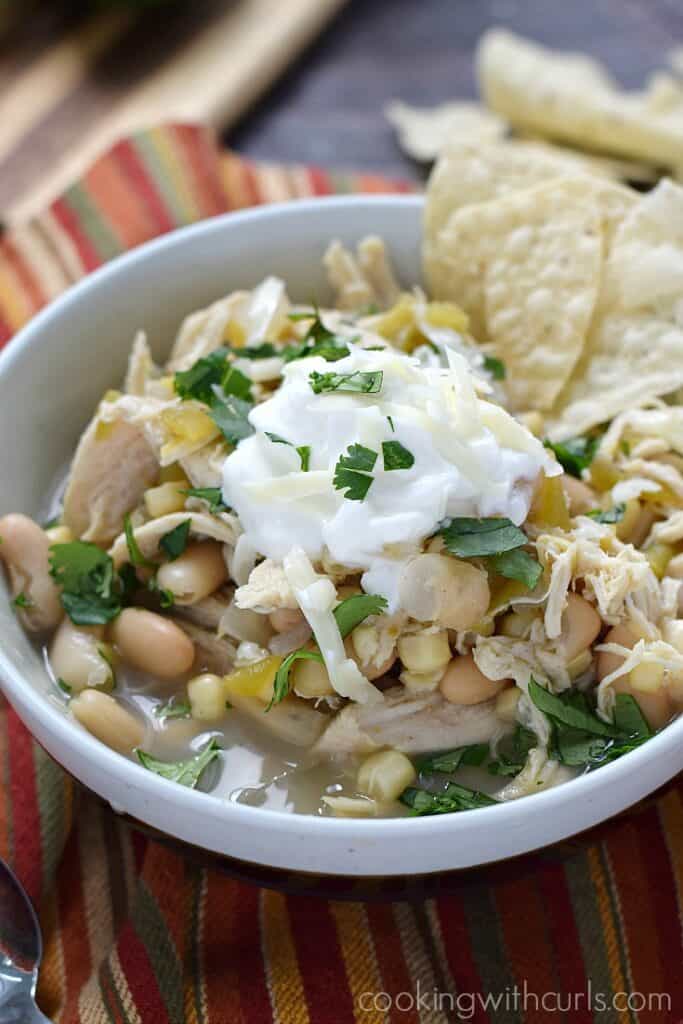 Slow Cooker White Chicken Chili - Cooking With Curls