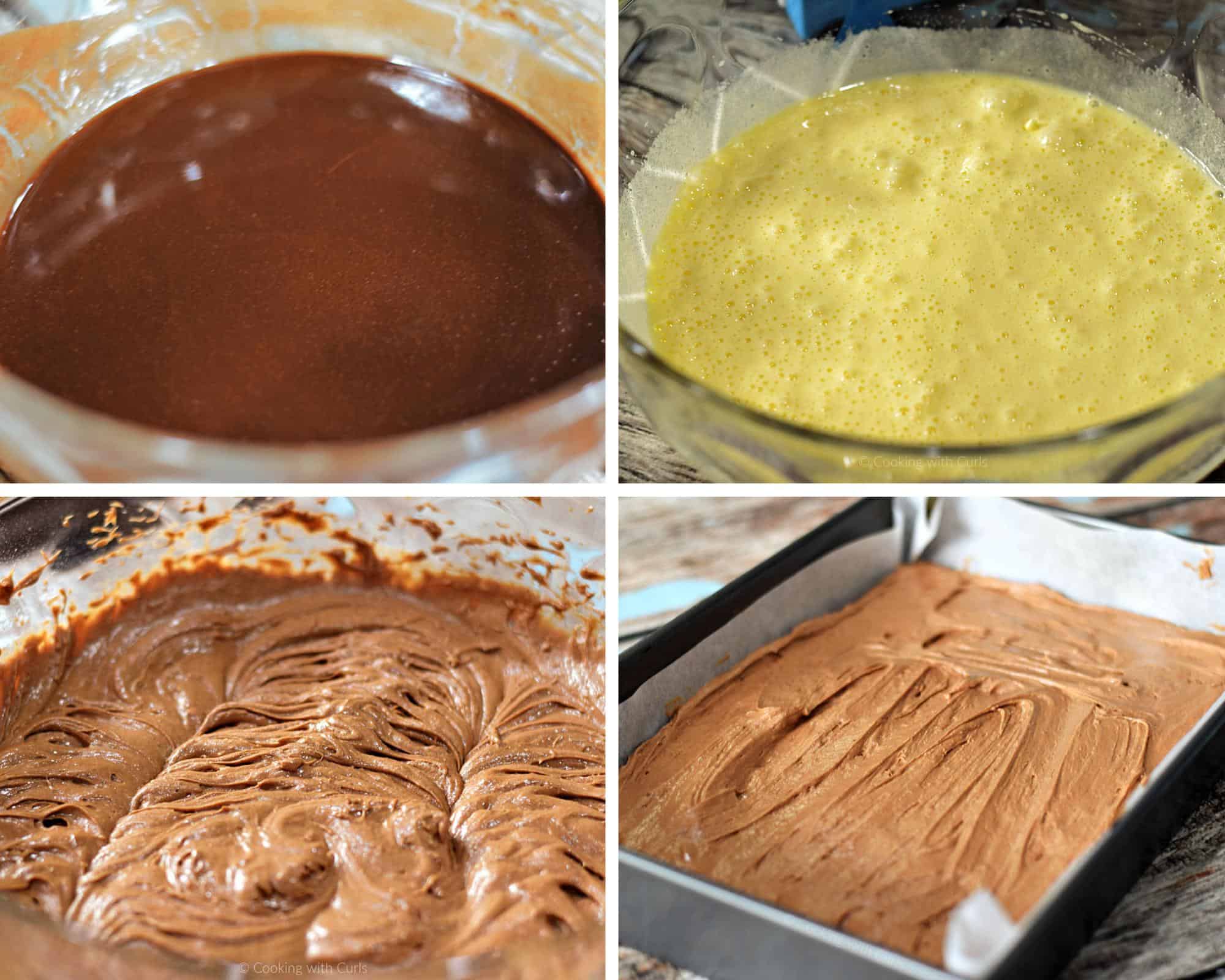 Brownie photo collage showing stages of preparation.