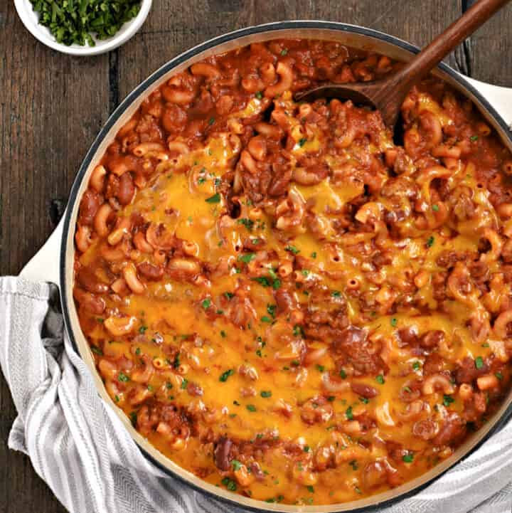 One-Pot Chili Mac and Cheese - Cooking with Curls