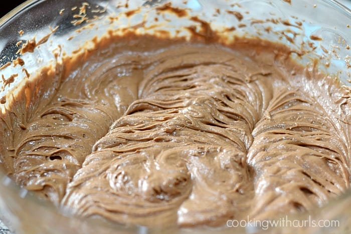 Brownie batter mixed in a large bowl.
