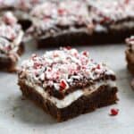 These Peppermint Boozy Brownies are a fun and delicious treat to serve at your next holiday party | cookingwithcurls.com
