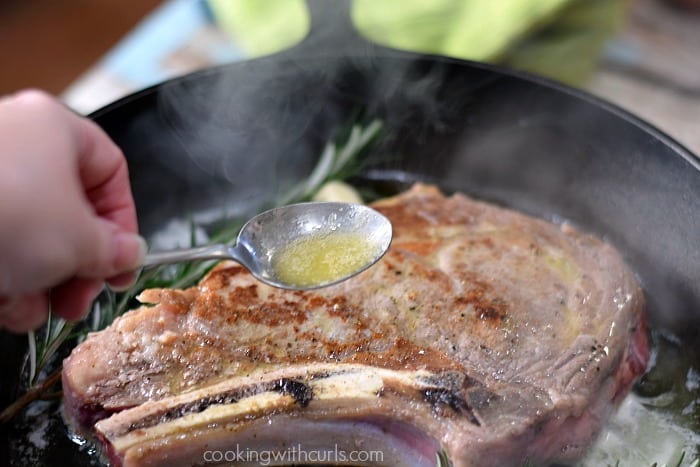 Pan-Seared Ribeye Steak baste | cookingwithcurls.com