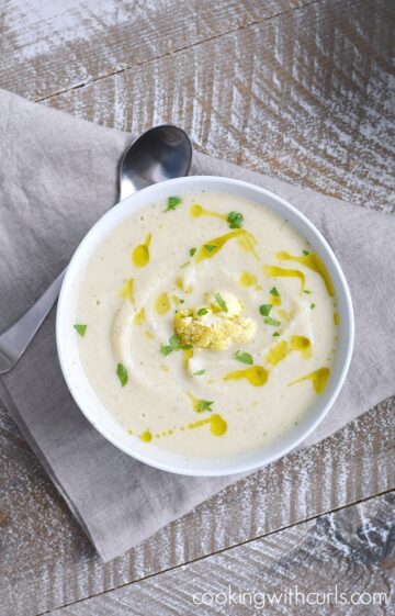 Roasted Cauliflower and Garlic Soup - Cooking with Curls