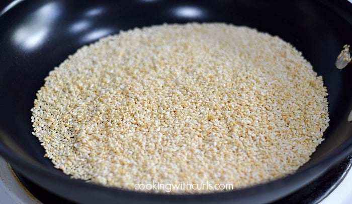 sesame seeds in a non-stick skillet.