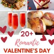 Romantic Valentine's Day menu plan collage image.