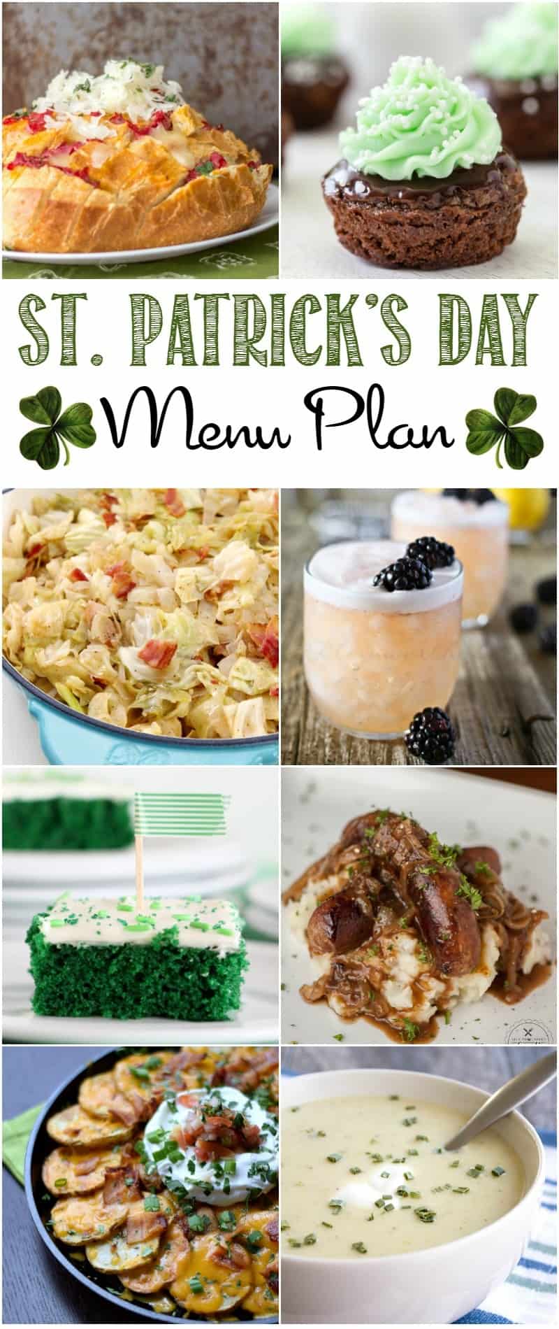 From appetizers to desserts, this St. Patrick's Day Menu Plan will help you plan an amazing party to celebrate with your favorite Leprechauns! | cookingwithcurls.com