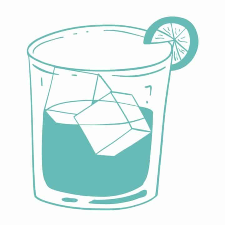 Whiskey Glass Outline Icon Teal.