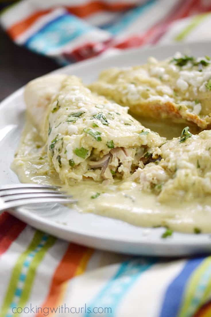 These Simple Chicken Enchiladas Verdes are crazy delicious and couldn't be any easier to prepare | cookingwithcurls.com