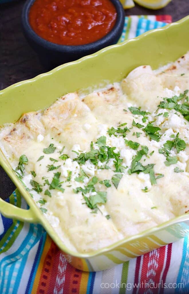 Creamy Seafood Enchiladas Cooking with Curls