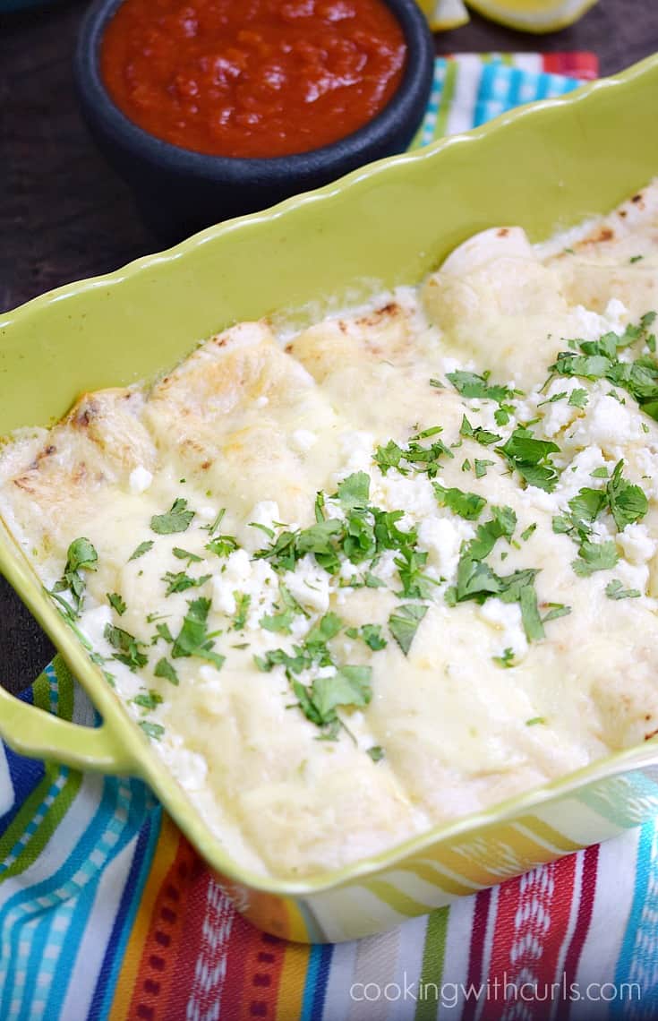 Msg 4 21+ Creamy Seafood Enchiladas hot and fresh out of the oven | cookingwithcurls.com #CervezaCelebration #ad