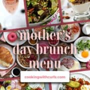 Mother's Day brunch menu with six images of food options to serve.