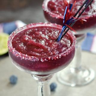 These festive Frozen Blueberry Margaritas are perfect for patriotic celebrations all summer long! cookingwithcurls.com