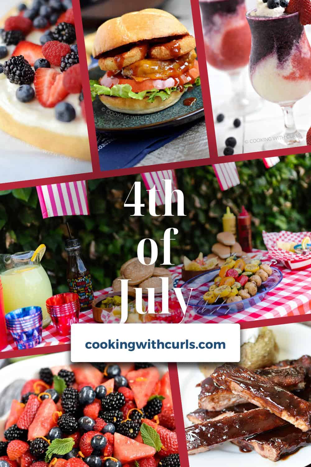Graphic with six images of food for 4th of July.
