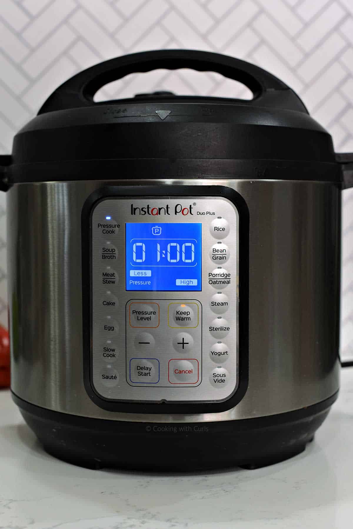 Instant pot set to one hour on high pressure.